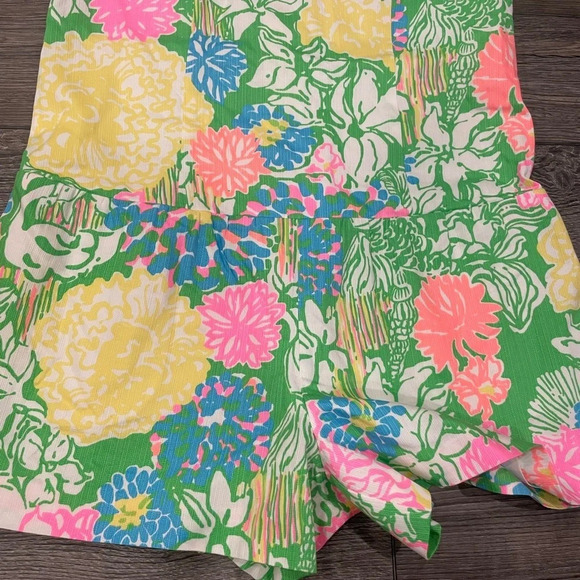 Lilly Pulitzer Gretchen Floral Colorful Romper Size 0 Hibiscus Stroll Print - Picture 4 of 9